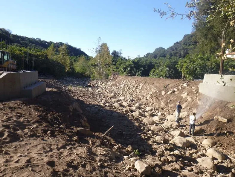 A view of the restored channel of Carpinteria creek before bridge installation