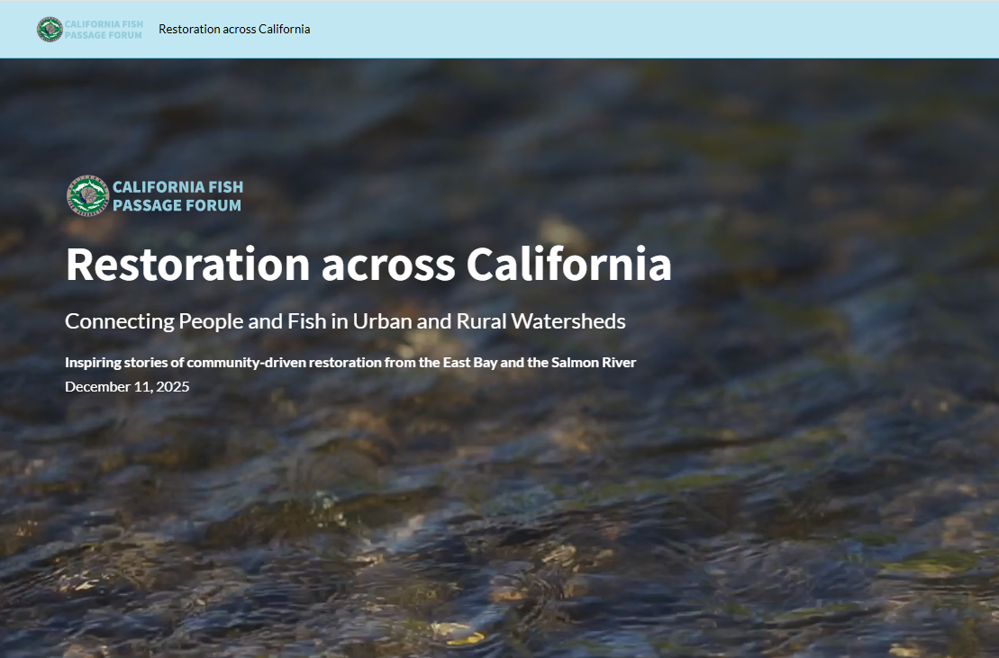 A screenshot of the opening page to the California Fish Passage Forum story map
